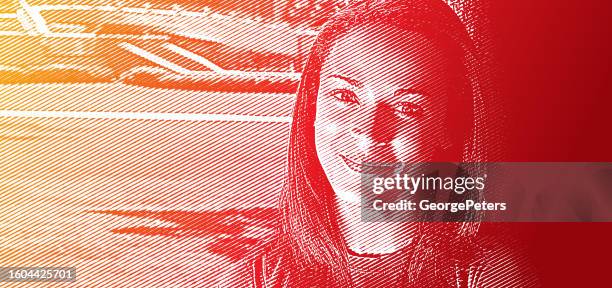 portrait of female african american university student - wide shot stock illustrations