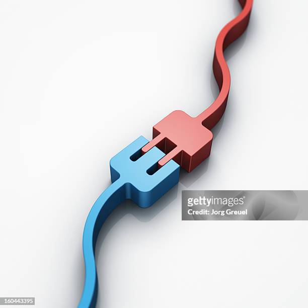 two cables being connected - miteinander verbunden stock-grafiken, -clipart, -cartoons und -symbole
