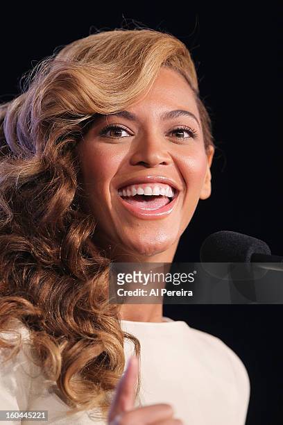 Singer Beyonce attends the Pepsi Super Bowl XLVII Halftime Show Press Conference at the Ernest N. Morial Convention Center on January 31, 2013 in New...