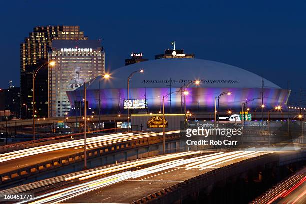 General view of the Mercedes-Benz Superdome prior to Super Bowl XLVII on January 31, 2013 in New Orleans, Louisiana.