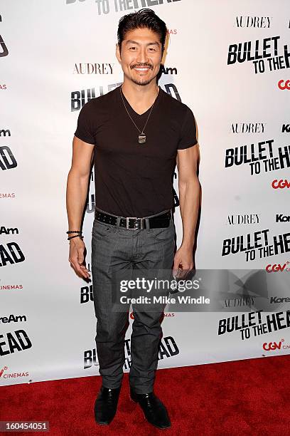 Actor Brian Tee attends KoreAm Journal and Audrey Magazine's advanced screening of "Bullet To The Head" at CGV Cinemas on January 31, 2013 in Los...