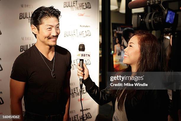 Actor Brian Tee attends KoreAm Journal and Audrey Magazine's advanced screening of "Bullet To The Head" at CGV Cinemas on January 31, 2013 in Los...