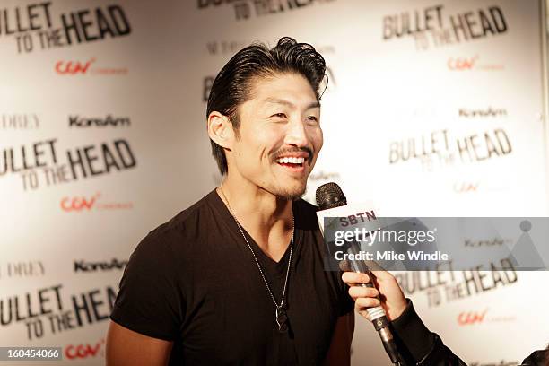 Actor Brian Tee attends KoreAm Journal and Audrey Magazine's advanced screening of "Bullet To The Head" at CGV Cinemas on January 31, 2013 in Los...