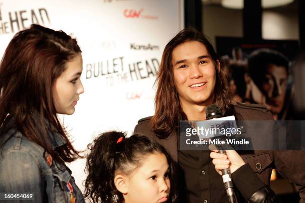 Actors Fivel Stewart and Boo Boo Stewart attend KoreAm Journal and Audrey Magazine's advanced screening of "Bullet To The Head" at CGV Cinemas on...