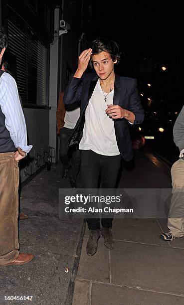 Harry Styles sighting at the Groucho Club on January 31, 2013 in London, England.