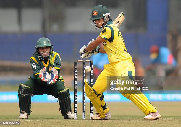 Lisa Sthalekar of Australia bats during the second match of ICC Womens World Cup between Australia and Pakistan, played at the Barabati stadium on...