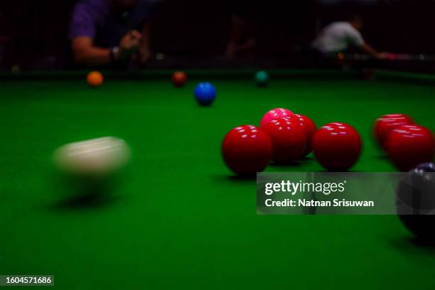 snooker ball on the green snooker table at snooker club. - snooker stock pictures, royalty-free photos & images