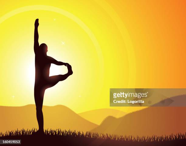 yoga at sunrise - sunrise yoga stock illustrations