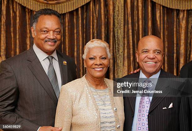 Reverend Jesse Jackson, singer Dionne Warwick and record producer and founder of Motown Records Berry Gordy attend The 16th Annual Wall Street...