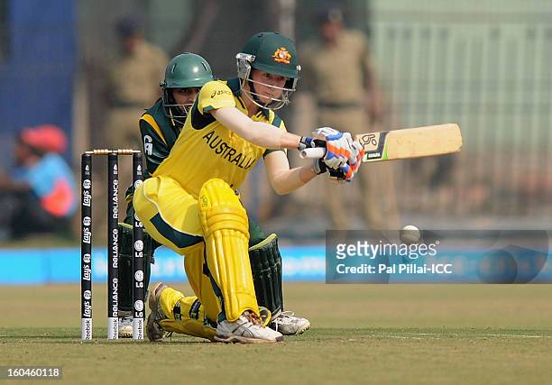 Rachael Haynes of Australia bats during the second match of ICC Womens World Cup between Australia and Pakistan, played at the Barabati stadium on...
