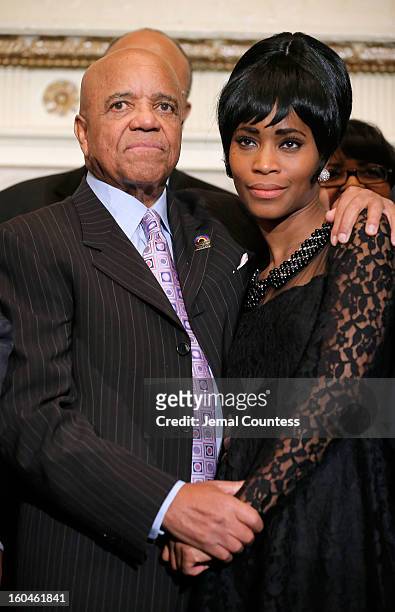 Record producer and founder of Motown Records Berry Gordy and actress Valisia Le Kae attend The 16th Annual Wall Street Project Economic Summit - Day...