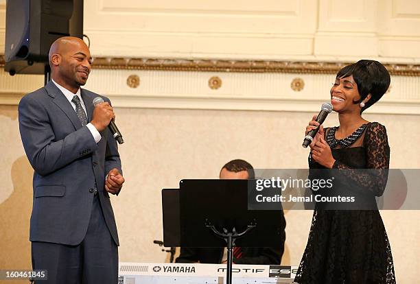 Actor Brandon Victor Dixon and actress Valisia Le Kae perform during The 16th Annual Wall Street Project Economic Summit - Day 1 at The Roosevelt...