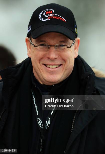 Prince Albert II of Monaco smiles after the women's skeleton final heat of the IBSF Bob & Skeleton World Championship at Olympia Bob Run on February...