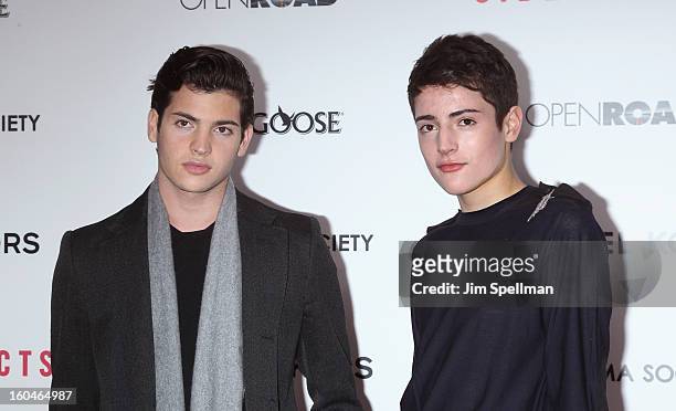 Peter Brant Jr. And Harry Brant attend the Open Road With The Cinema Society And Michael Kors Host The Premiere Of "Side Effects" at AMC Lincoln...