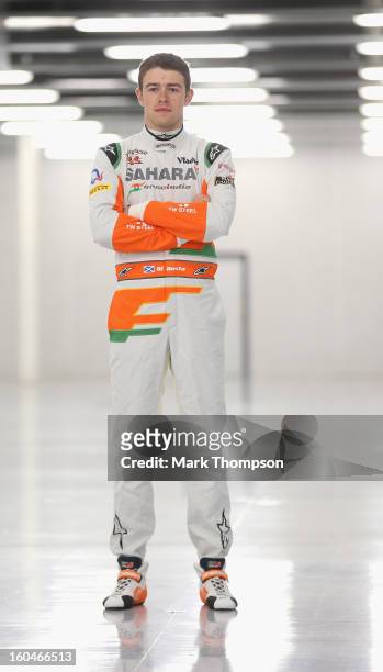 Sahara Force India Formula 1 driver Paul Di Resta of Great Britain poses for a portrait during the unveiling of the team's new car for the 2013...