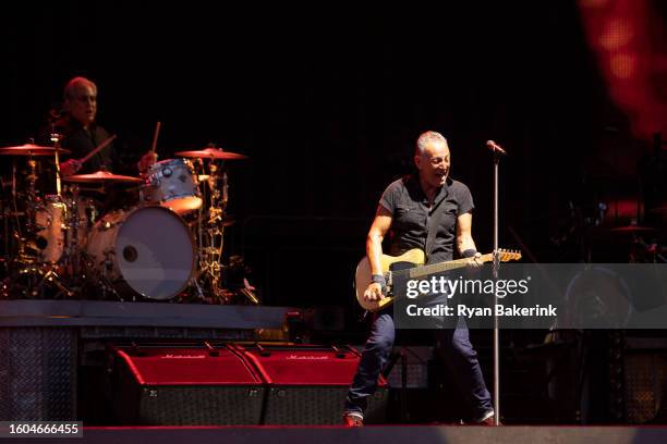 Bruce Springsteen performs during the opening night of his North American tour at Wrigley Field on August 9, 2023 in Chicago, Illinois.