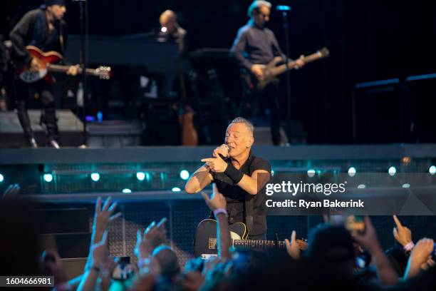 Bruce Springsteen performs during the opening night of his North American tour at Wrigley Field on August 9, 2023 in Chicago, Illinois.