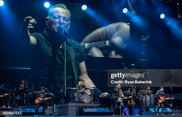 Bruce Springsteen performs during the opening night of his North American tour at Wrigley Field on August 9, 2023 in Chicago, Illinois.