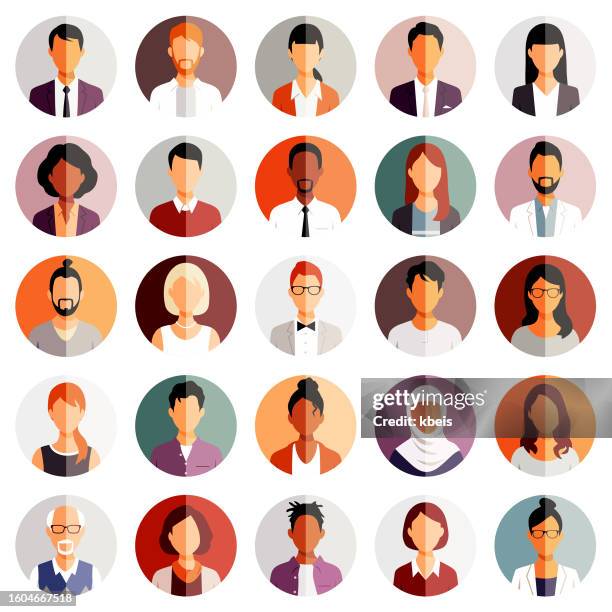illustrations, cliparts, dessins animés et icônes de jeu d’icônes d’avatar de personnes - avatar