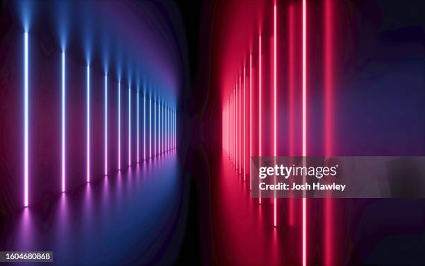 empty rooms with led lights,3d rendering - granate rojo fotografías e imágenes de stock