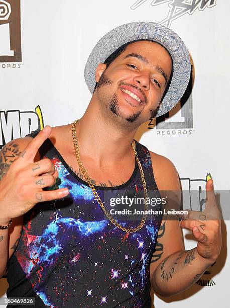 SkyBlu poses at the SkyBlu "Pop Bottles" Single Release Party at Lure on January 31, 2013 in Hollywood, California.