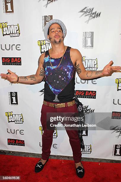 SkyBlu poses at the SkyBlu "Pop Bottles" Single Release Party at Lure on January 31, 2013 in Hollywood, California.