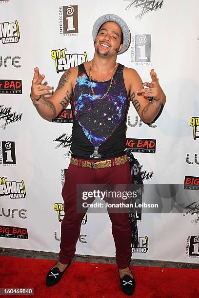 SkyBlu poses at the SkyBlu "Pop Bottles" Single Release Party at Lure on January 31, 2013 in Hollywood, California.
