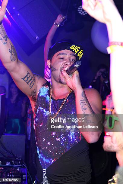 SkyBlu performs at the SkyBlu "Pop Bottles" Single Release Party at Lure on January 31, 2013 in Hollywood, California.
