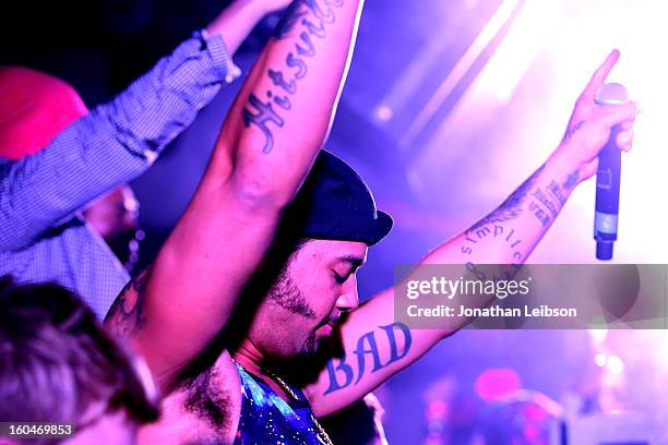 SkyBlu performs at the SkyBlu "Pop Bottles" Single Release Party at Lure on January 31, 2013 in Hollywood, California.