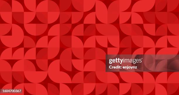 ilustrações, clipart, desenhos animados e ícones de papel de fundo padrão de círculo bauhaus vermelho sem emenda - design