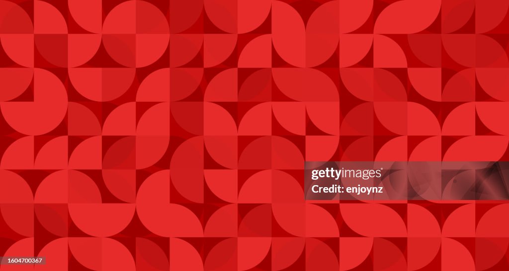 Seamless red Bauhaus circle pattern background wallpaper