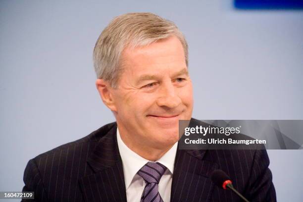 Juergen Fitschen, Co-CEO of Deutsche Bank, during the company's annual press conference to announce its financial results for 2012 on January 31,...