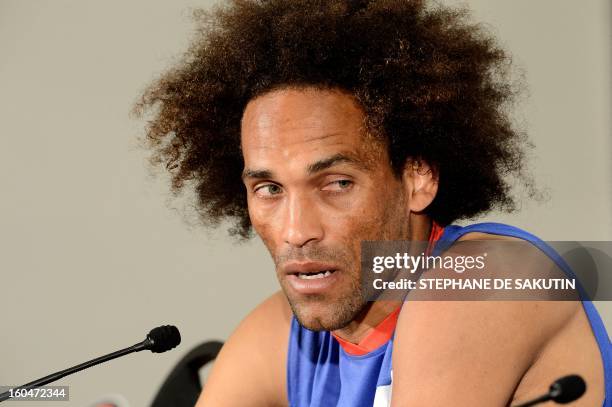 Cape Verde's national football team defender and captain Fernando Nando speaks during a press conference at Nelson Mandela Bay Stadium in Port...