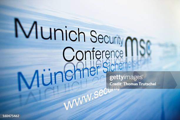 The Logo of the Munich Security Conference is pictured on day 1 of the 49th Munich Security Conference at Hotel Bayerischer Hof on February 1, 2013...