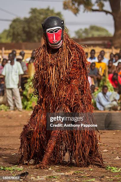 The festival of masks in Burkina Faso including masks leaves, fiber masks, feather masks, white masks, masks with straw, masks skins.