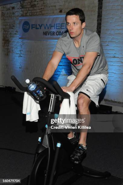 Player Lawrence Tynes attends The Flywheel Challenge at the NFL House hosted by Shannon Sharpe at The Chicory on February 1, 2013 in New Orleans,...