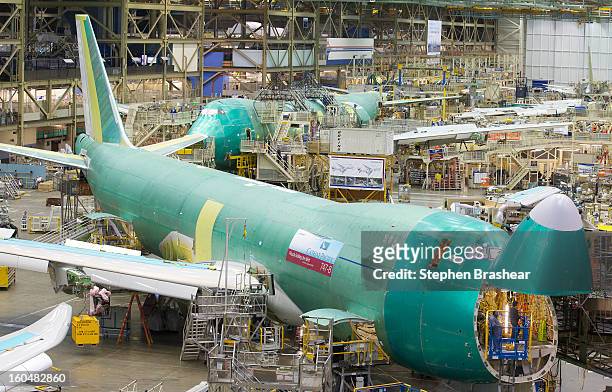 Boeing 747-8 Freighter sits on the assembly line June 13, 2012 at the Boeing Factory in Everett, Washington.