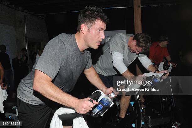 Commentator Jesse Palmer and former NFL Player Troy Aikman attend The Flywheel Challenge at the NFL House hosted by Shannon Sharpe at The Chicory on...