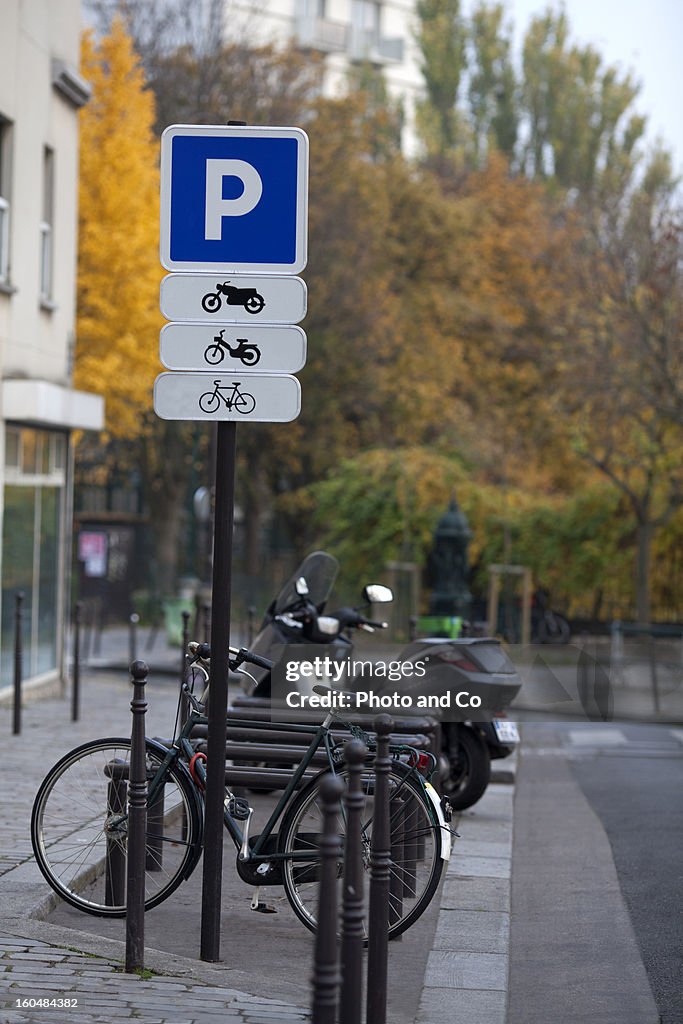 Parking signfor motocycle and bike