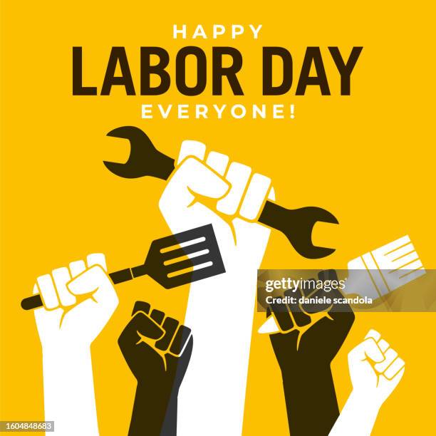 hintergrund zum tag der arbeit. arbeitende menschen mit werkzeugen. - gewerkschaft stock-grafiken, -clipart, -cartoons und -symbole
