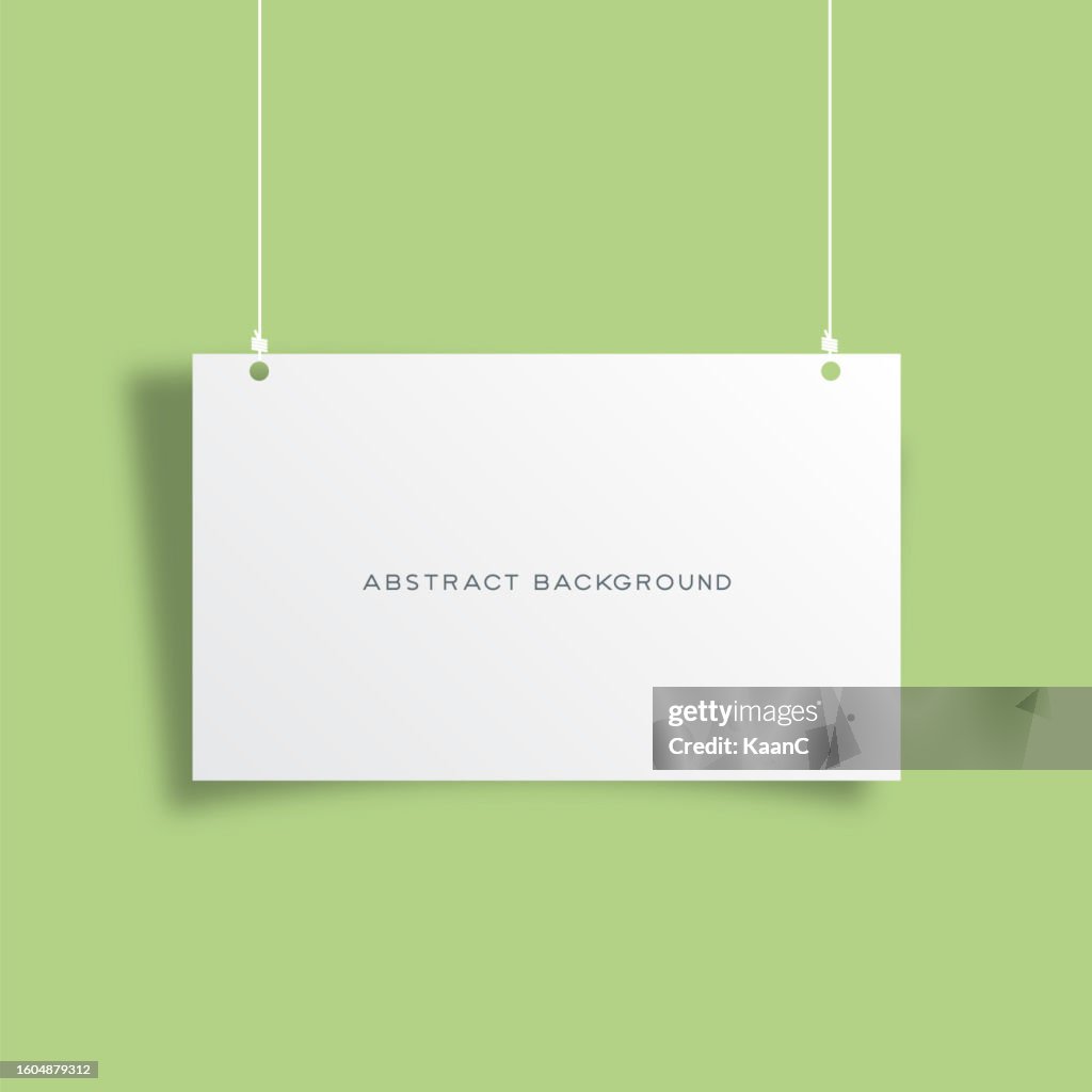 Realistic Hanging Empty Advertisement Mockup. Solid color background. Abstract shapes background. Abstract trendy colors background. Vector illustration stock illustration