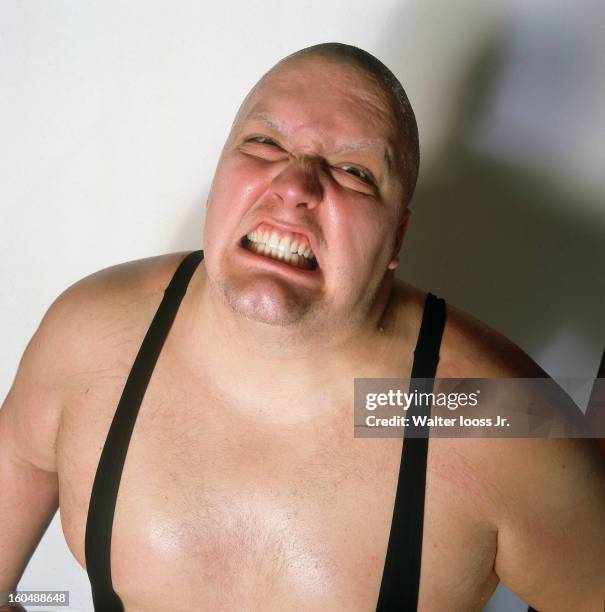 Professional Wrestling: World Wrestling Federation: Closeup portrait of King Kong Bundy posing during photo shoot at Madison Square Garden. New York,...