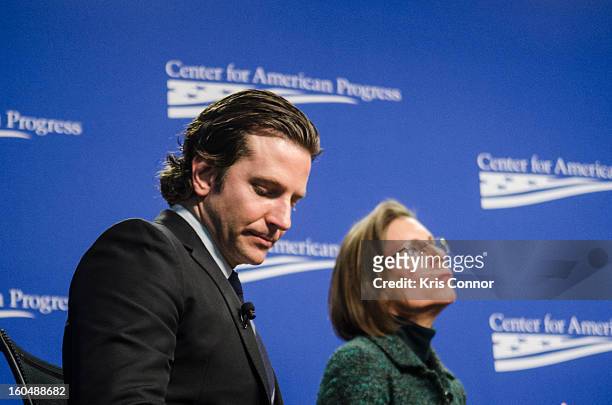 Actor Bradley Cooper attends the "Silver Lining Playbook" mental health progress press conference at Center For American Progress on February 1, 2013...