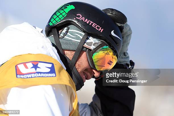 Scott Lago of the USA prepares to take a practice run as he went on to finish second in the FIS Snowboard Halfpipe World Cup at the Sprint U.S. Grand...