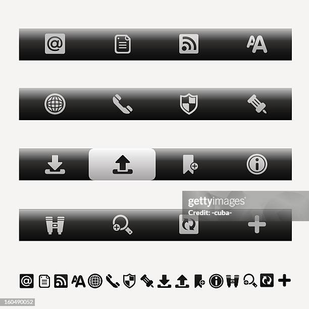 web and internet icons on menu, set 3 - small medium large stock illustrations