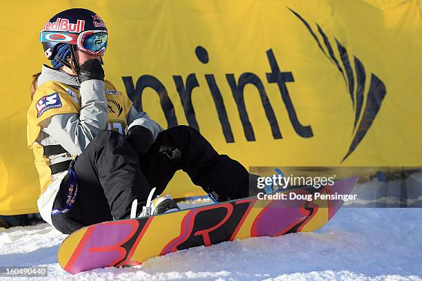 Arielle Gold prepares to take a practice run as she went on to finish second in the FIS Snowboard Halfpipe World Cup at the Sprint U.S. Grand Prix at...