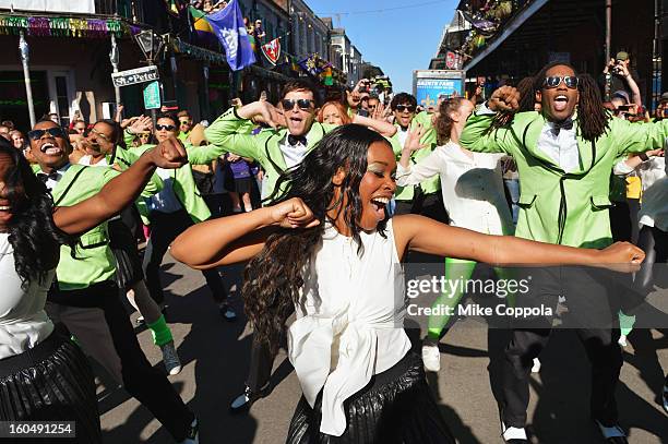 Gangnam Style" flash mob breaks out on Bourbon Street to celebrate Psy's Wonderful Pistachios Super Bowl commercial on February 1, 2013 in New...