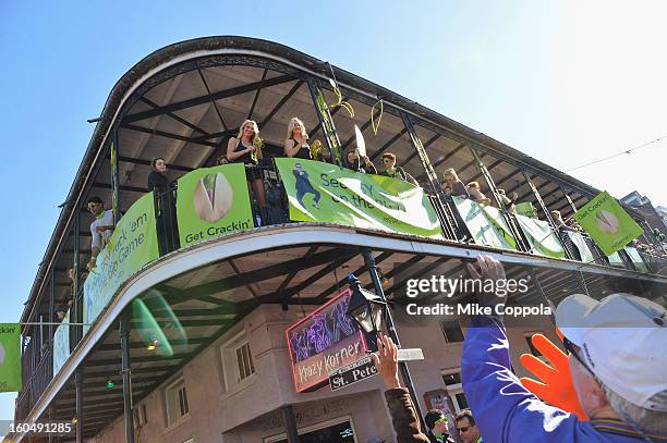 Gangnam Style" flash mob breaks out on Bourbon Street to celebrate Psy's Wonderful Pistachios Super Bowl commercial on February 1, 2013 in New...