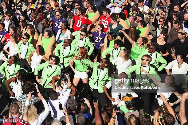 Gangnam Style" flash mob breaks out on Bourbon Street to celebrate Psy's Wonderful Pistachios Super Bowl commercial on February 1, 2013 in New...