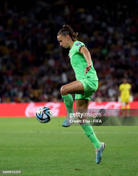 Ashleigh Plumptre of Nigeria controls the ball during the FIFA Women's World Cup Australia & New Zealand 2023 Round of 16 match between England and...